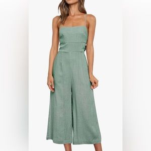 Light green tie back spaghetti strap jumpsuit